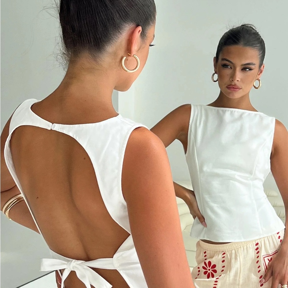 Princess Polly White Open-Back Top